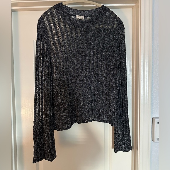 Anthropologie Tops - Anthropologie Pilcro Metallic Black Long Sleeve Top size 1x